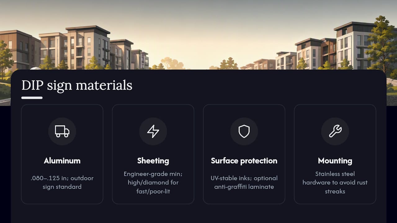 Comparison diagram of DIP sign materials and durability features