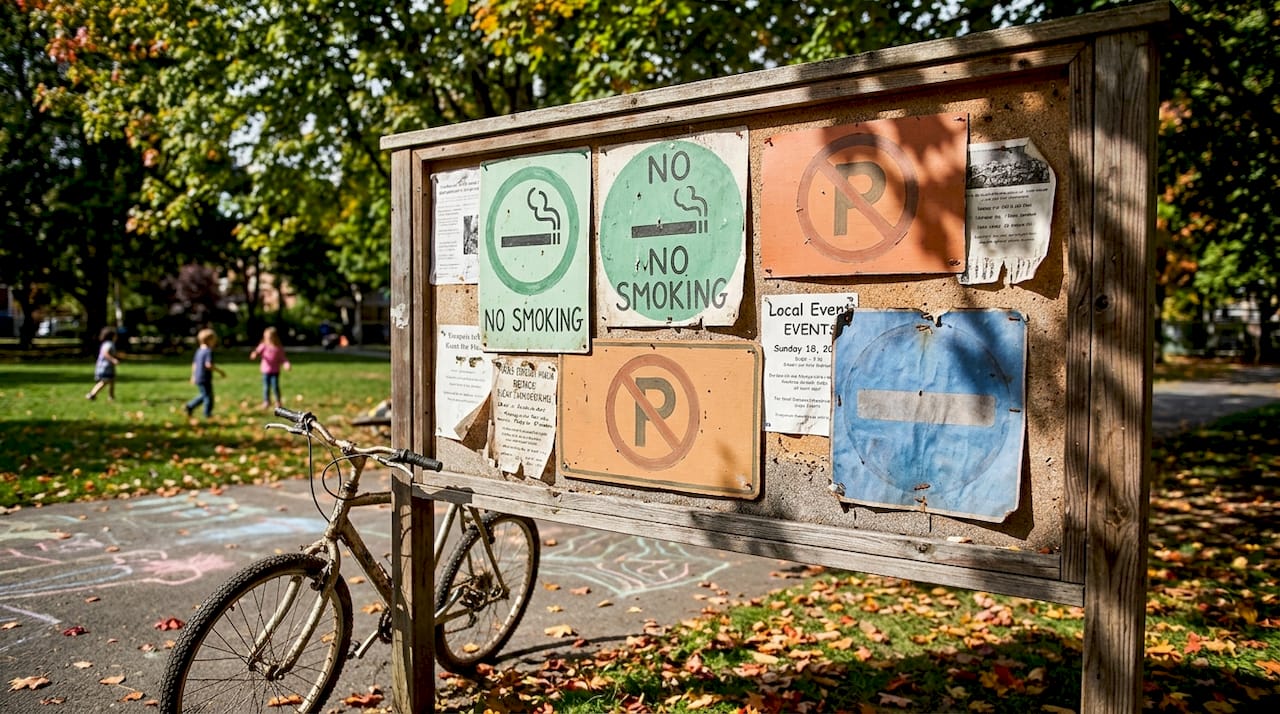 Worn prohibition signs showing non-compliance
