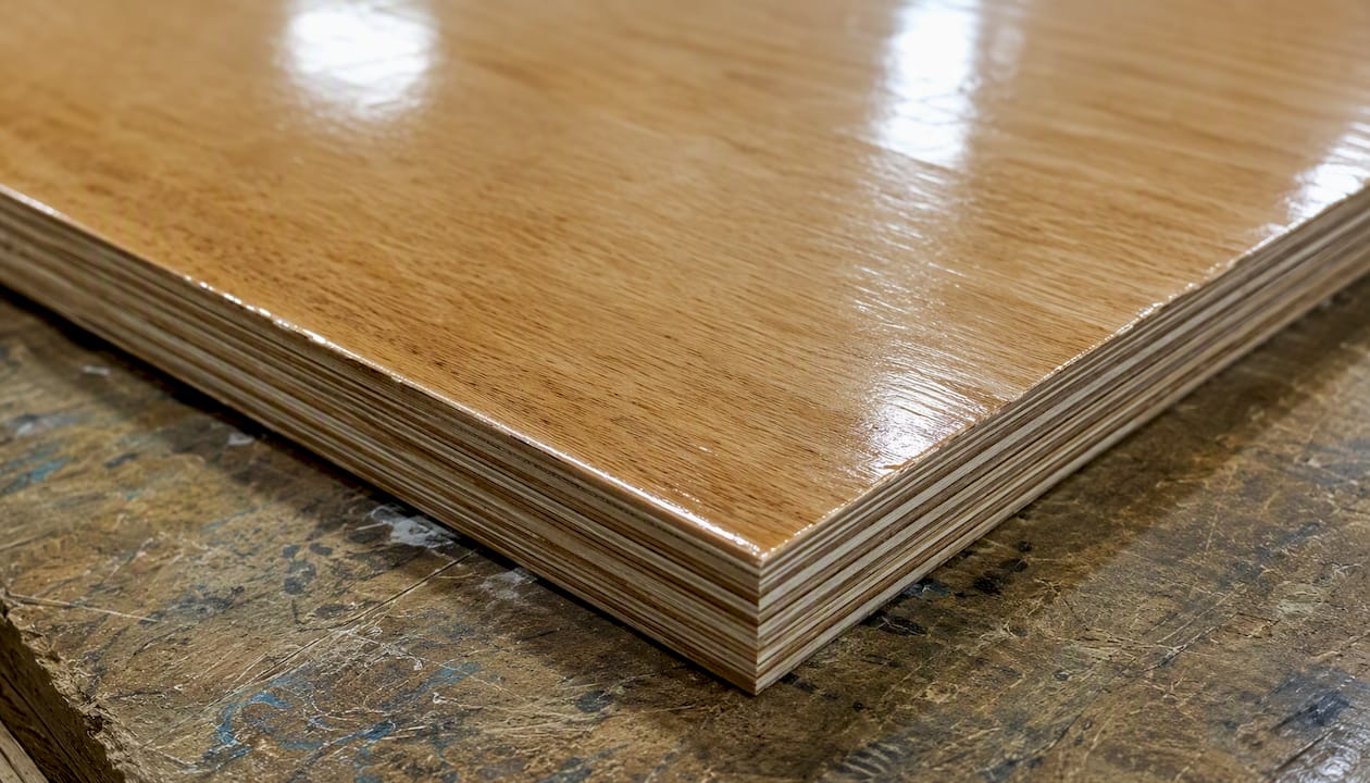 Smooth resin overlay on MDO plywood