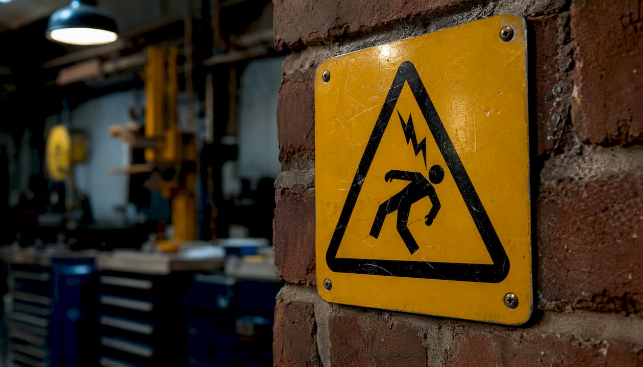 Close-up ANSI style safety sign pictogram