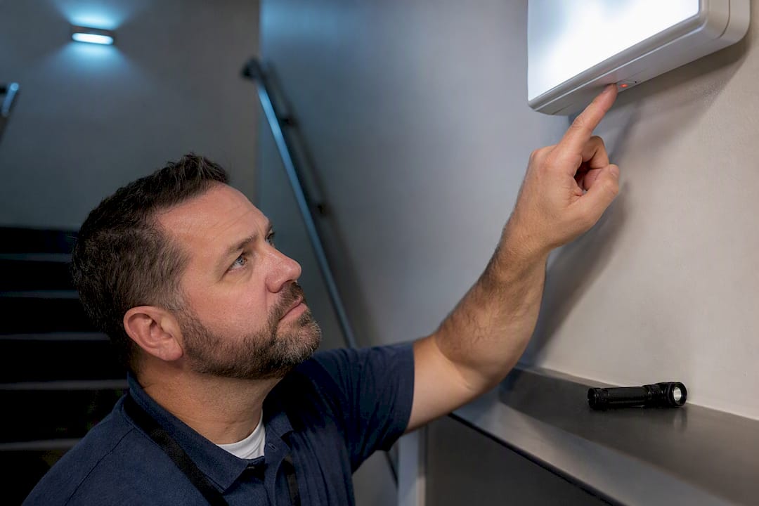 Testing battery-backed exit sign illumination