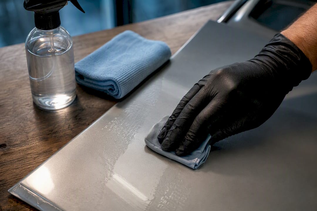 Clay bar removing residue from painted panel