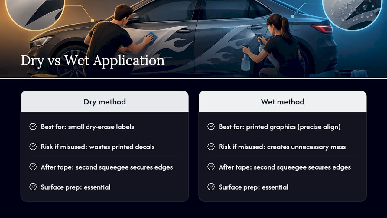 Dry and wet vinyl application comparison