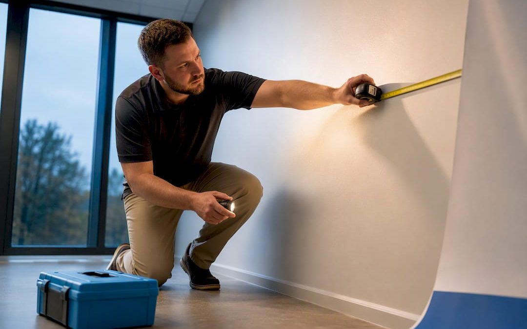 Professional surveying wall before decal installation