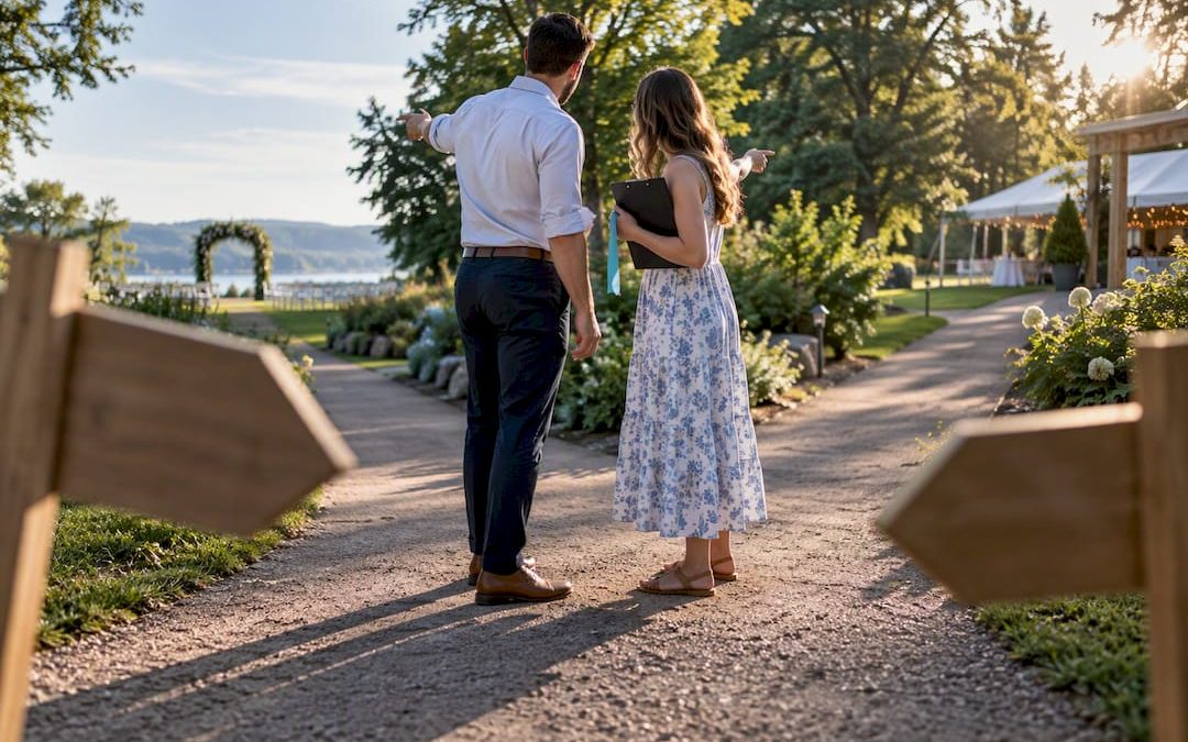 Map Guest Flow First: DIY Wedding Directional Signs for Couples