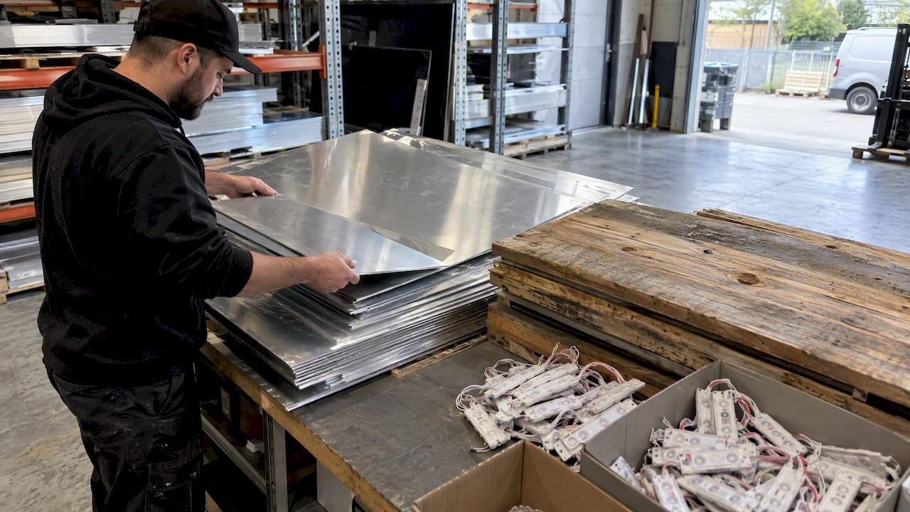 Sustainable sign materials and LED components