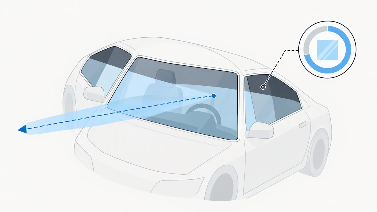 Illustration of car window visibility zones