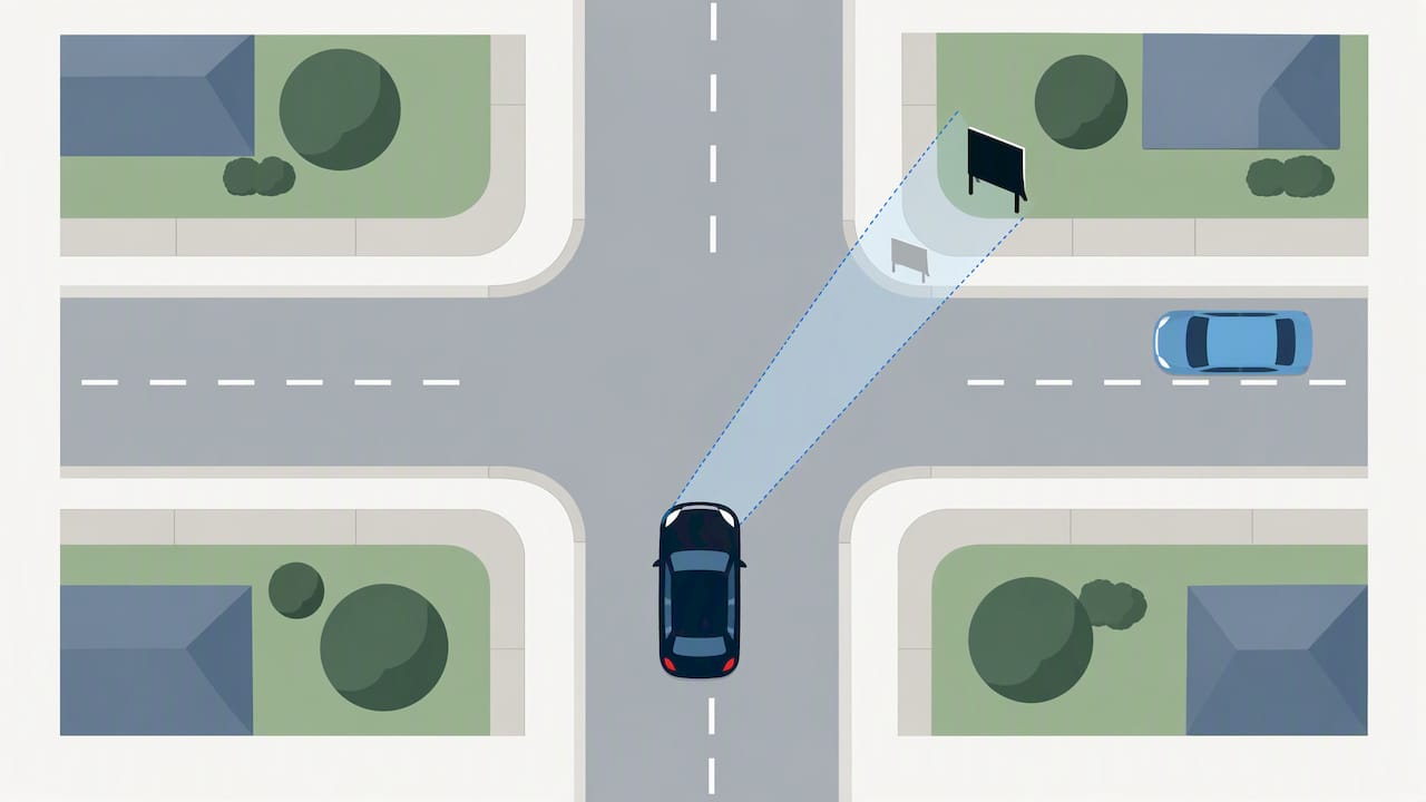 Safe sign placement preserving intersection sightlines