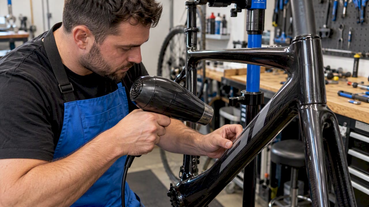 Hair dryer warming decal away from frame joint